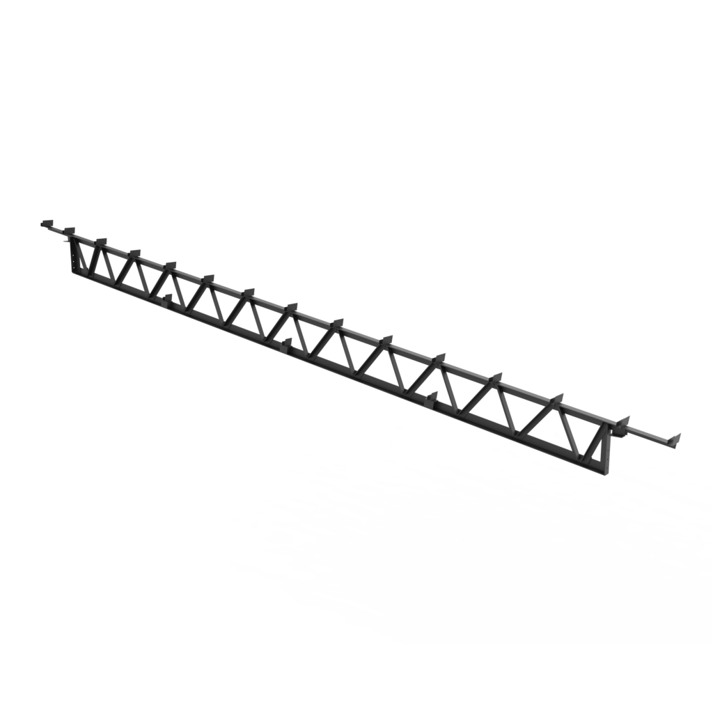 A black steel truss with diagonal crossmembers.